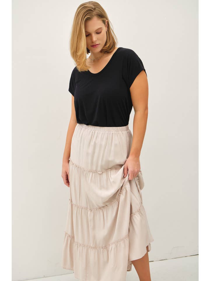 Be Cool - Wholesale Skirt - Women's - PLUS SIZE 4-TIERED MAXI SKIRT5