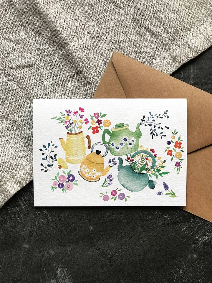 Tarjeta de fiesta con forma de tetera, cumpleaños, para todas las ocasiones, tarjeta de notas para venta al por mayor de Designbyting