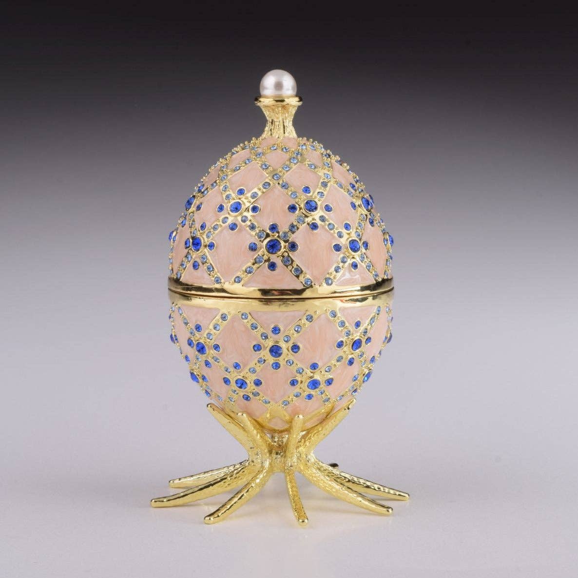 Keren Kopal – wholesale Decorative box – Pink Faberge Egg with Clock Inside