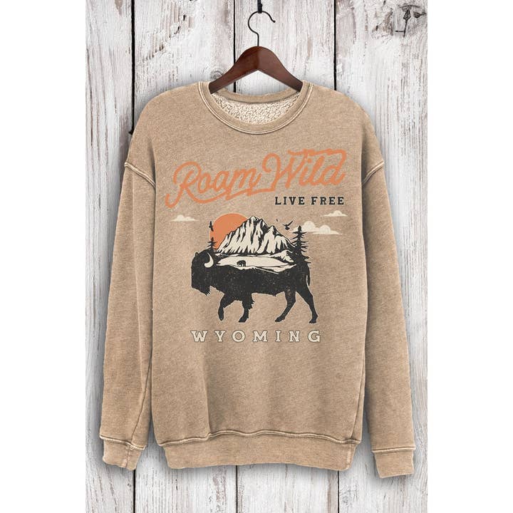 HRTandLUV - Wholesale Sweatshirt - Women's - ROAM WILD LIVE FREE MINERAL SWEATSHIRTS