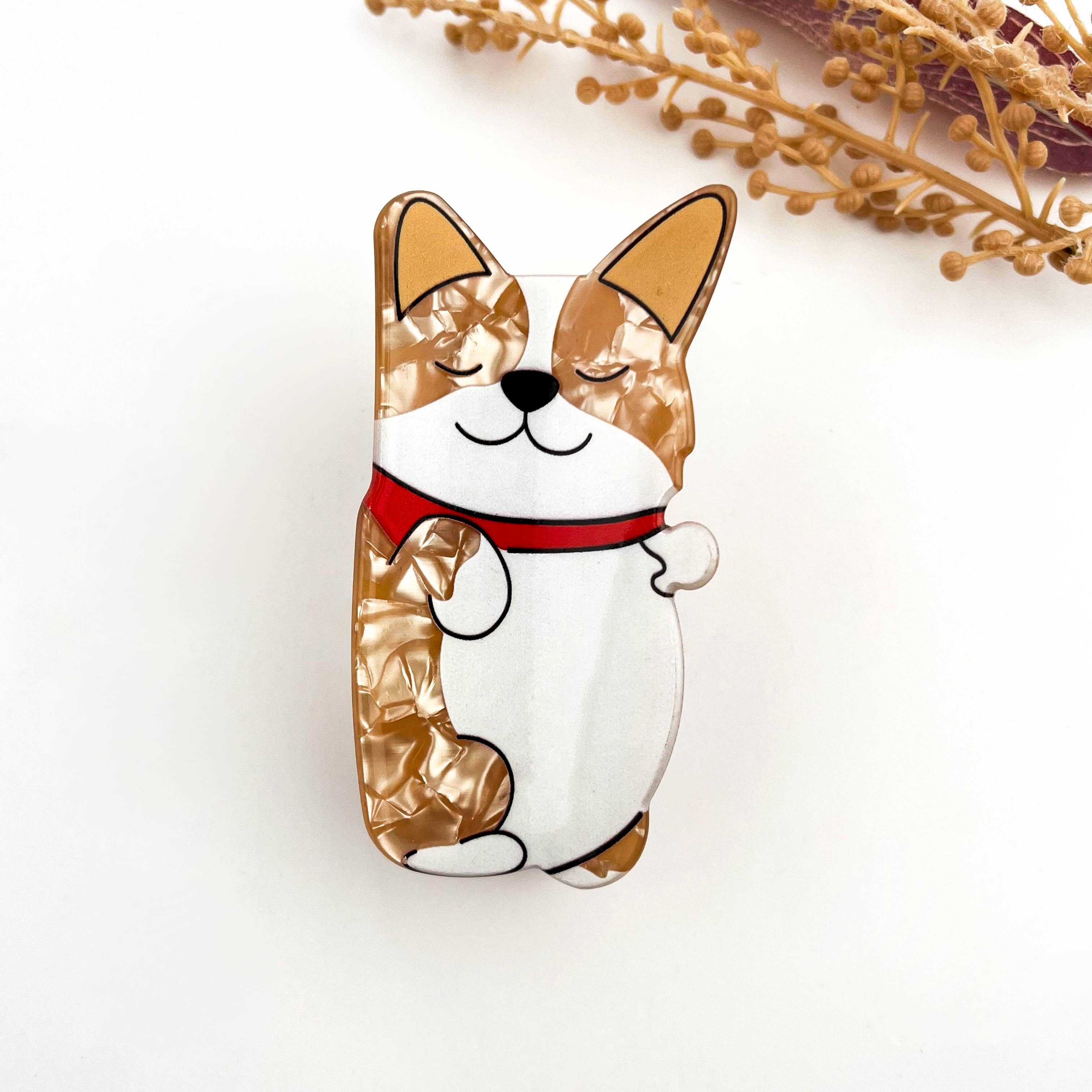 mildstyles - Wholesale Hair Clip - Women's - Cute Smiling Corgi Animal Printed Hair Claw Clip0