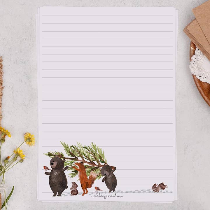 A5 skrivpapper med skogsdjur | Letter Set för wholesale av Making Meadows Ltd