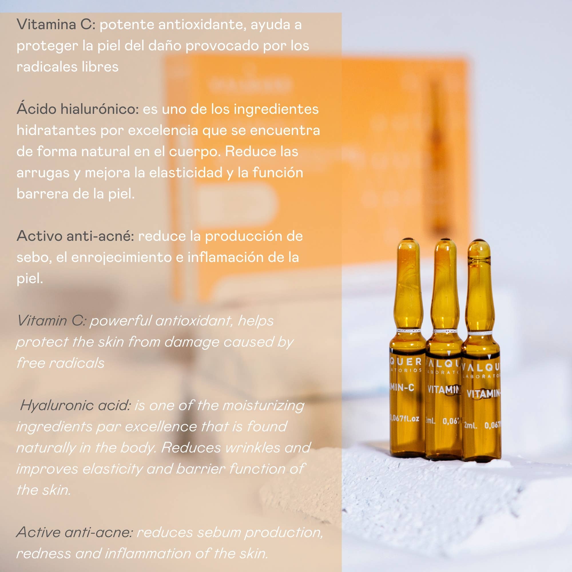 Valquer Laboratorios - Venta al por mayor Sérum facial - Ampollas faciales Vitamina C - 5 x 2 ml3