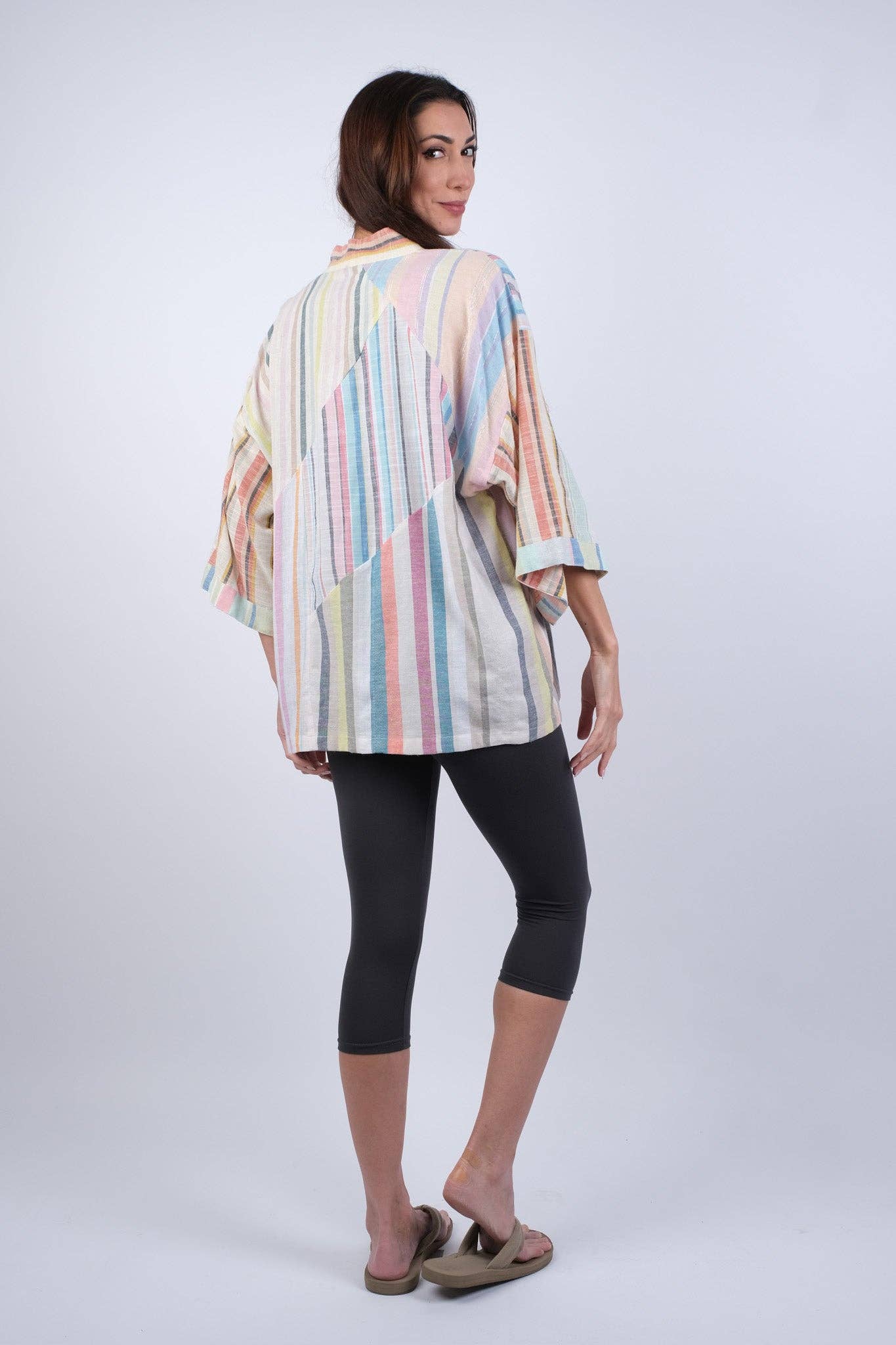 Sacred Threads - Wholesale Kimono - Women's - Ethereal Stripes Patchwork Kimono2