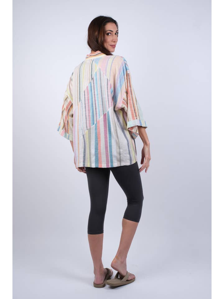 Sacred Threads - Wholesale Kimono - Women's - Ethereal Stripes Patchwork Kimono2