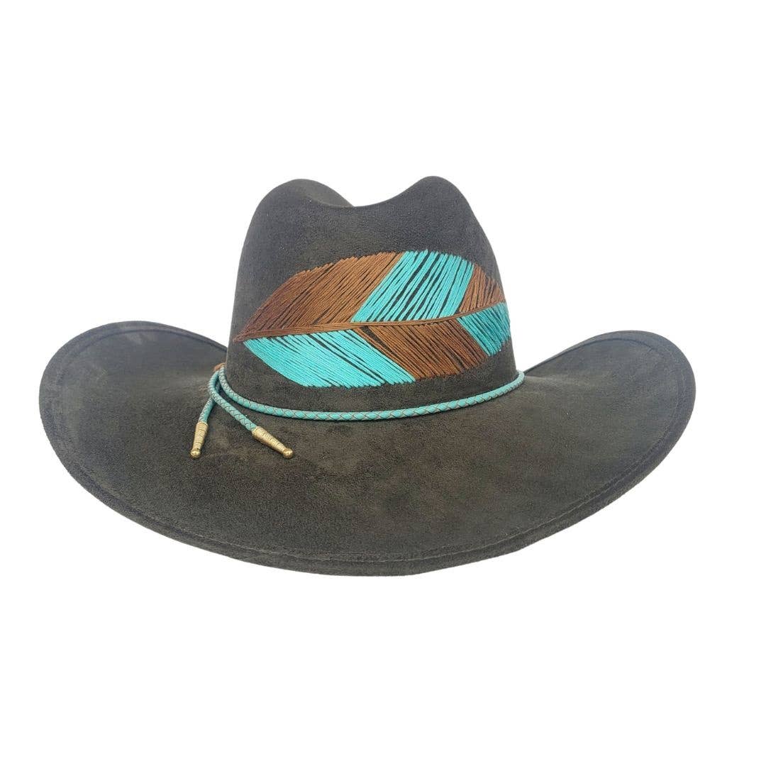 grün Presley Cowboyhut aus Polyester-Veloursleder, grün für den Großhandel auf Faire4