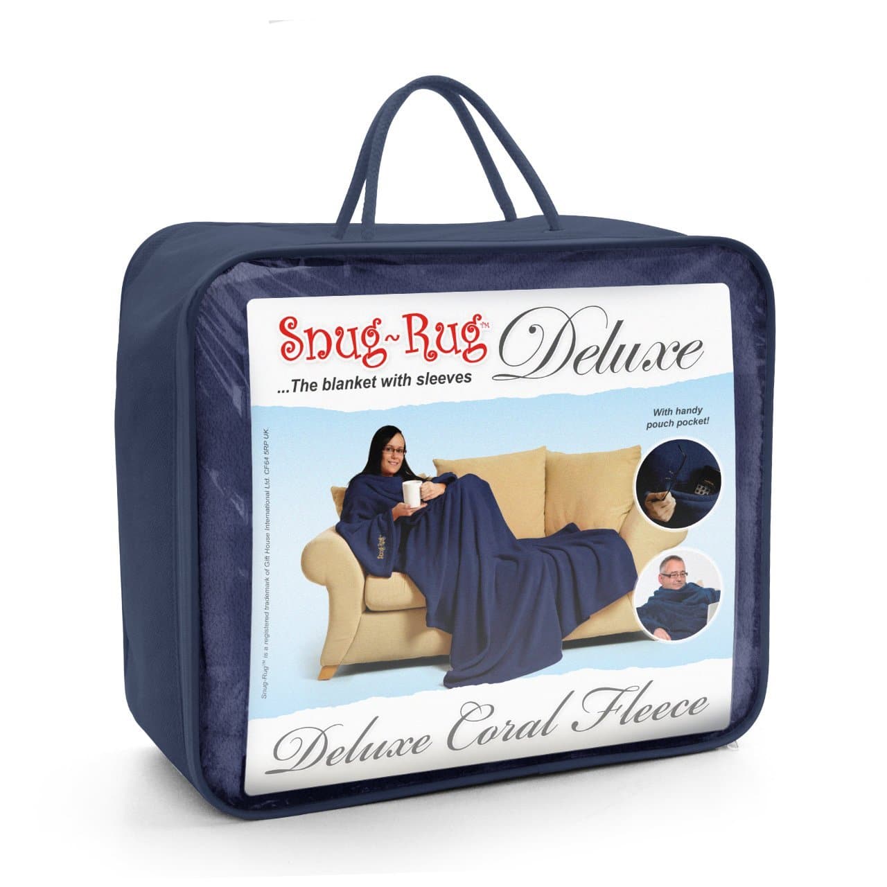 Wholesale Gifts Tomorrow – wholesale Throw blanket – Navy Deluxe Snug Rug Blanket With Sleeves And Pouch Pocket3