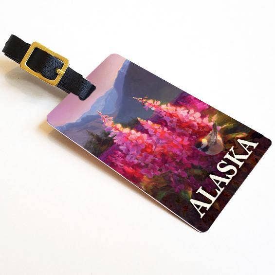 Whitworth Gallery - Wholesale Luggage Tag - Alaska Landscape Luggage Tag with Mountains and Wildflowers
