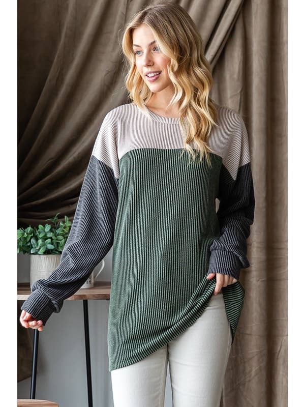 HEIMISH – wholesale Knit top – Women's – ET7662-10 LONG PUFF SLEEVE URBAN RIBBED COLOR BLOCK TOP7