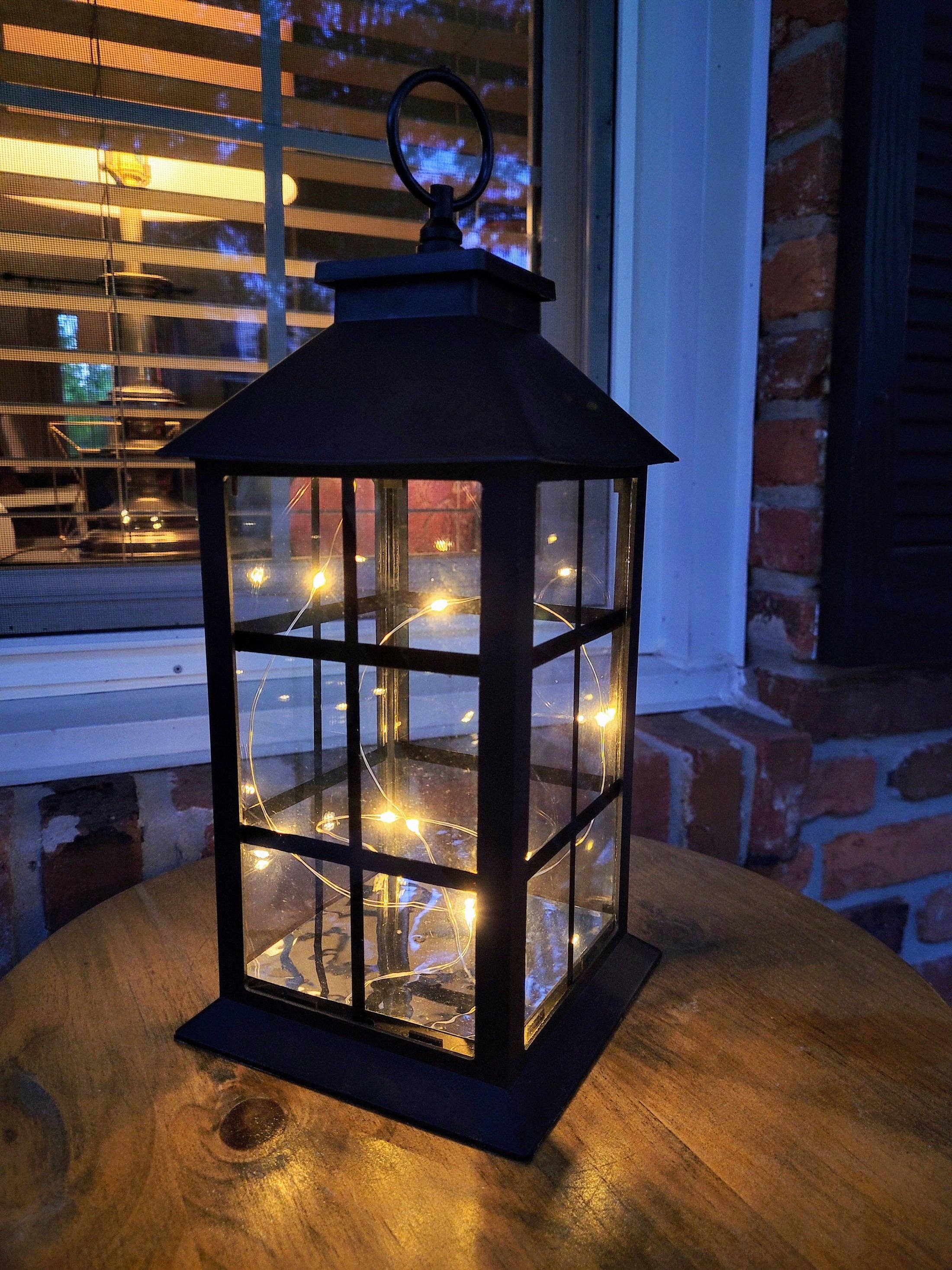 Green Pastures Wholesale - Wholesale Lantern - Lantern -12'' Hanging lantern with fairy lights/multi colors3