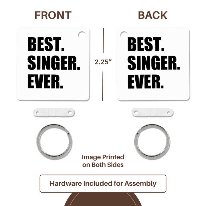 3dRose - Wholesale Keychain - Unisex - 3dRose, Best Singer Ever, fun gift for singing appreciation, black text, Key Chain4