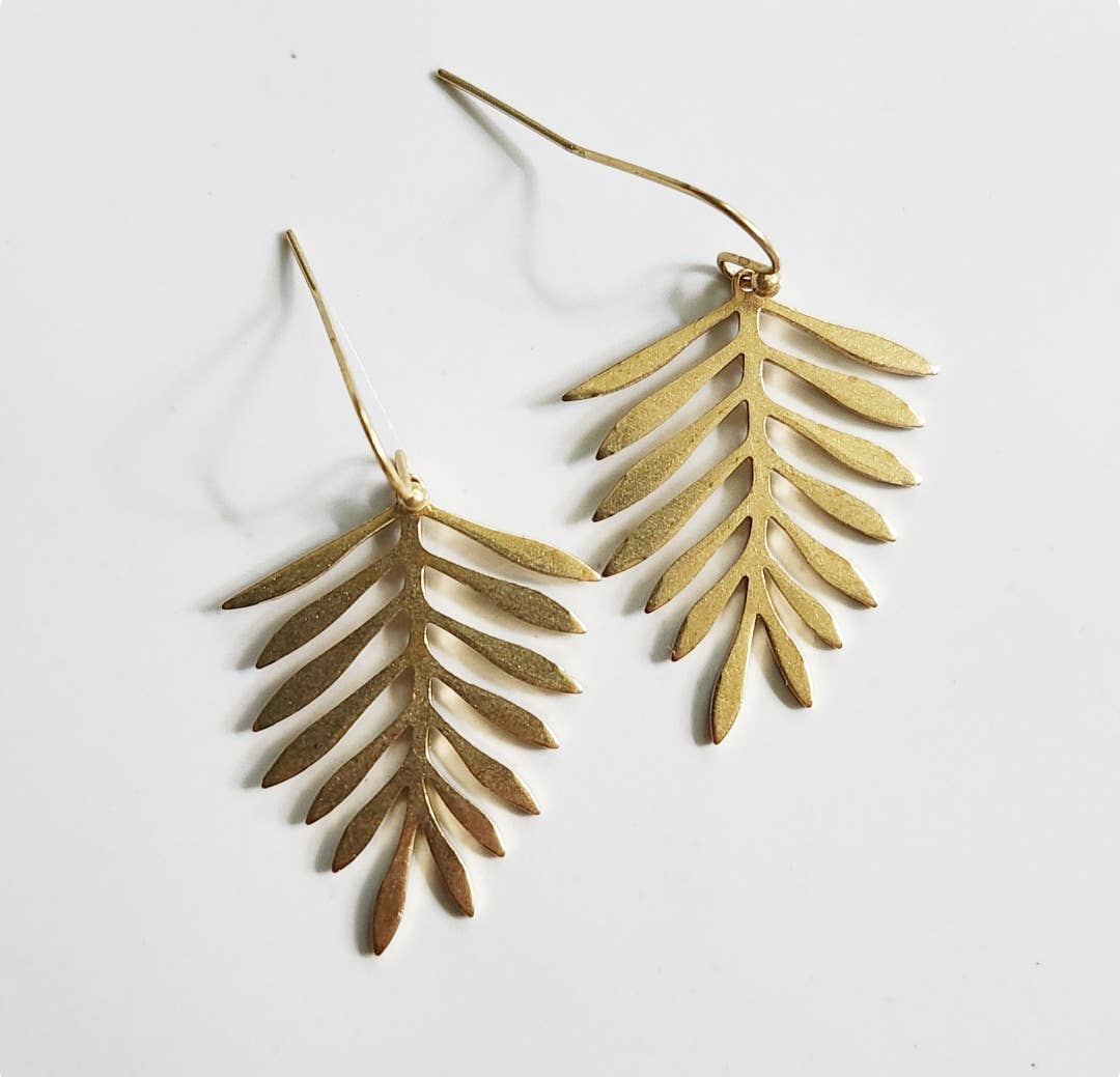 Sara Sela Jewelry - Wholesale Dangle Earrings - Brass Fern Leaf Dangle Earrings Inspired by Princess Kate1