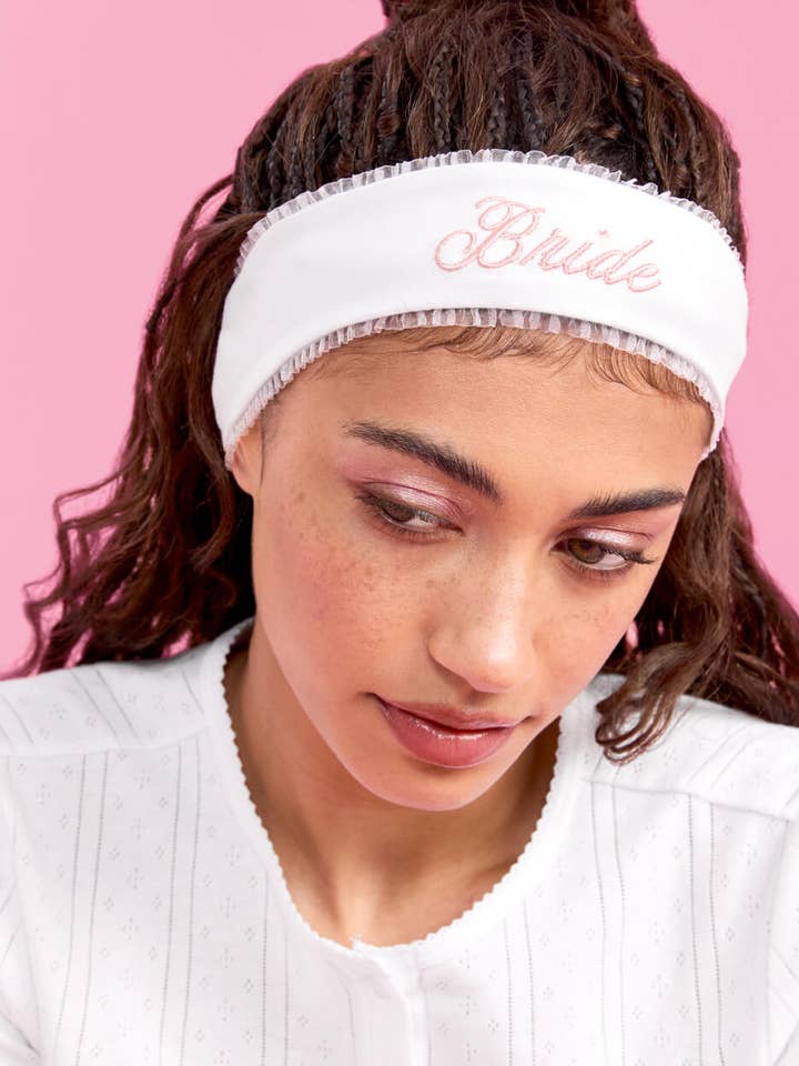 Bride Spa Headband - embroidered headband, Bride Gift, Bachelorette, Girls Gone Mild for wholesale by xo, Fetti