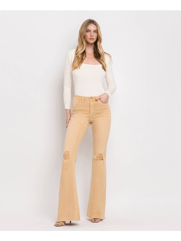 DEW DROP HIGH RISE SUPER FLARE JEANS V3029 for wholesale on Faire