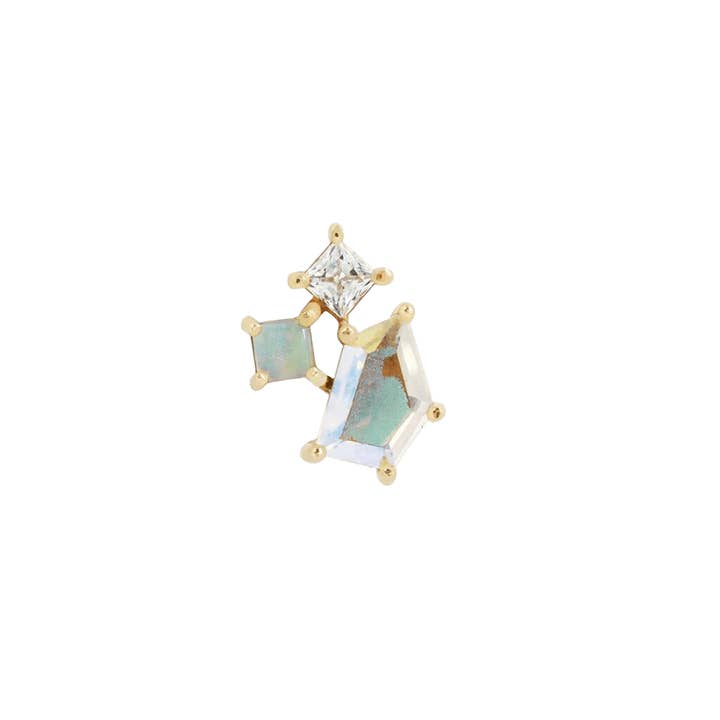 Lyra - Mercury Mist Topaz + Opal + Cz - Threadless End for wholesale by Piercing-zone