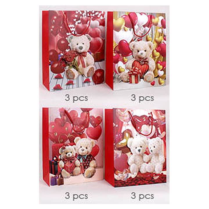 Sensibling Corp. - Wholesale Gift bag - 12PCS - Valentine Teddy Bear Printed Gift Bags
1