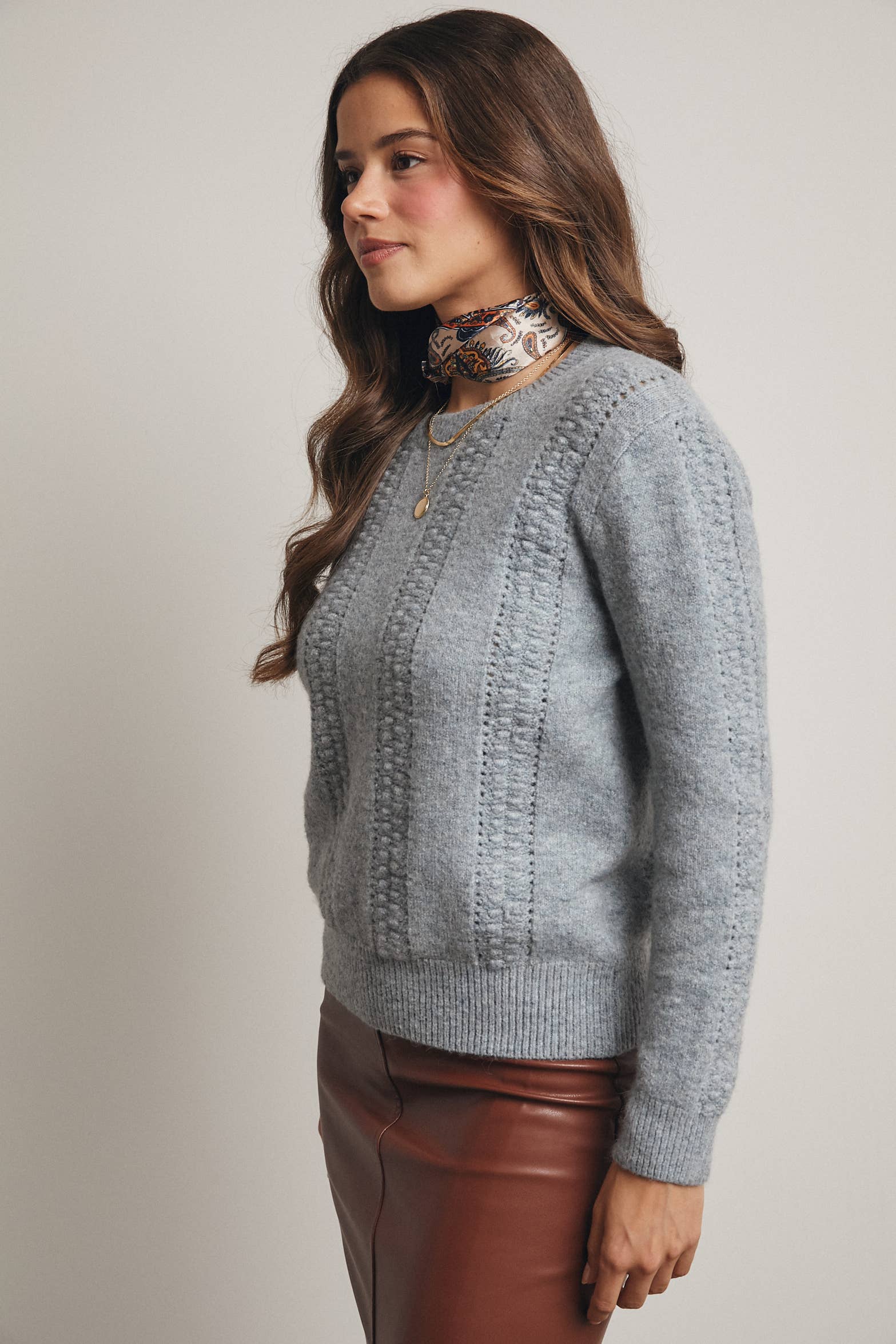 Forte - Wholesale Knit Sweater - Women's - Textured Cable Stitch Pullover Sweater FSW00163