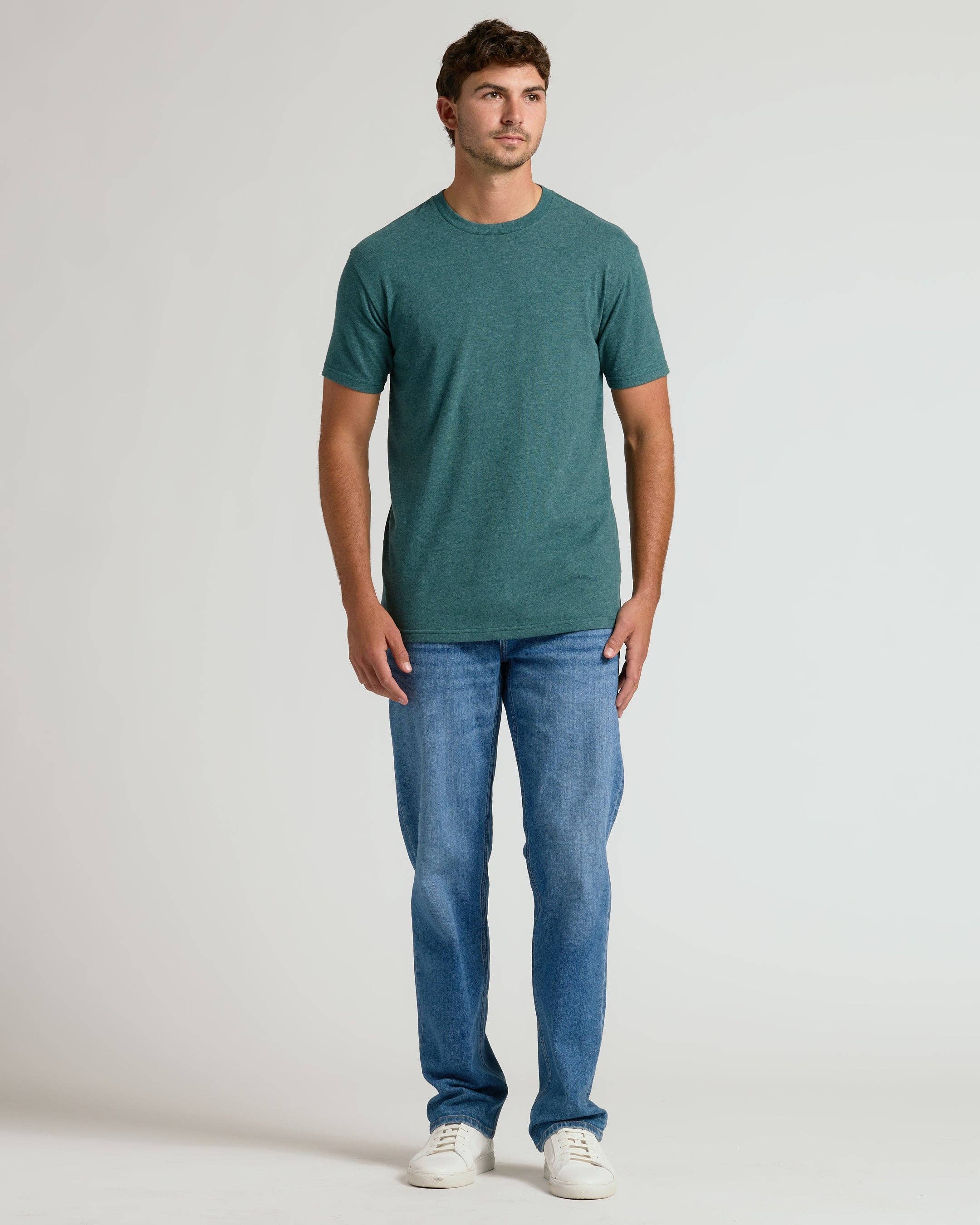 True Classic - Wholesale T-Shirt - Men's - Heather Seafarer Tall Straight Hem Crew Neck T-Shirt6