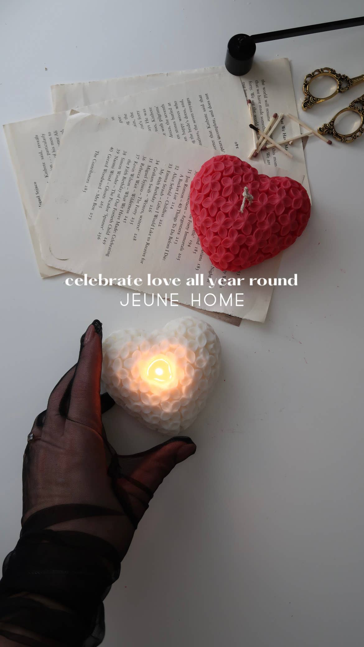 Jeune Home – wholesale Novelty candle – Heart candle with botanical details7