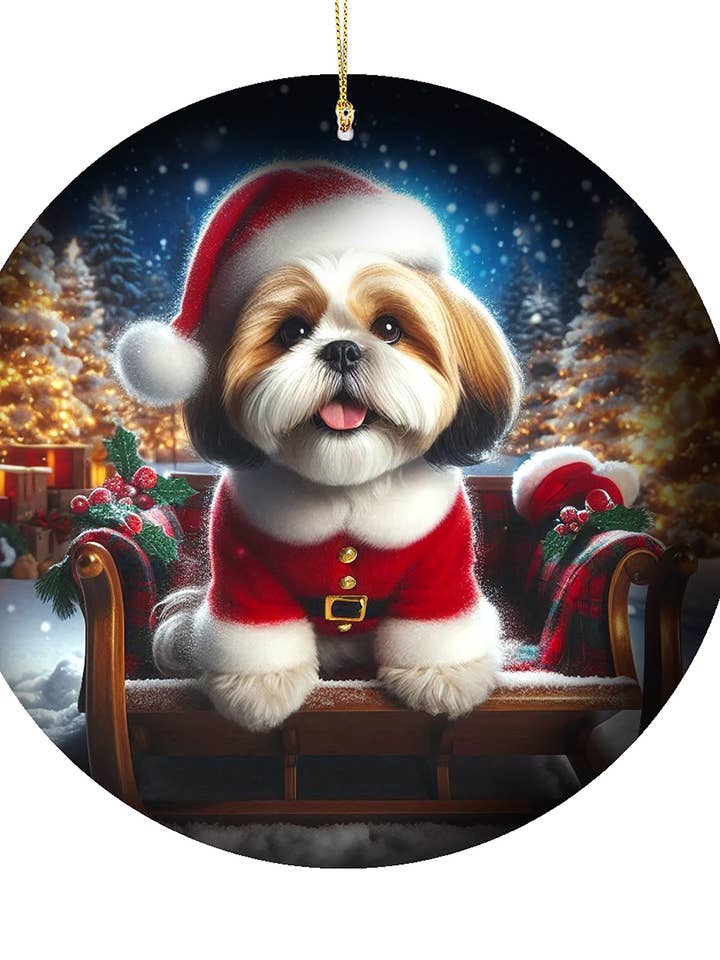 Ornement en porcelaine de Noël - Shih Tzu marron pour la vente par Best of Breed Products