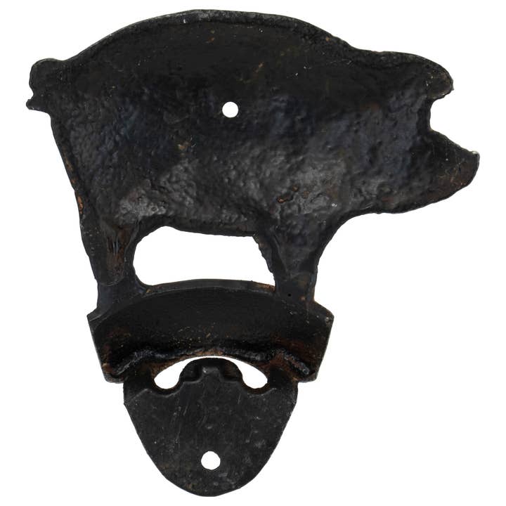 Foreside Home & Garden - Wholesale Bottle/Wine Opener - Farmhouse Black Metal Pig Wall Mount Beer Bottle Opener