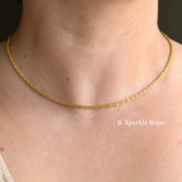 Blueyejewelry - Wholesale Link & Chain Necklace - Dainty Gold Necklaces - 18k Gold PVD Plated Chains7