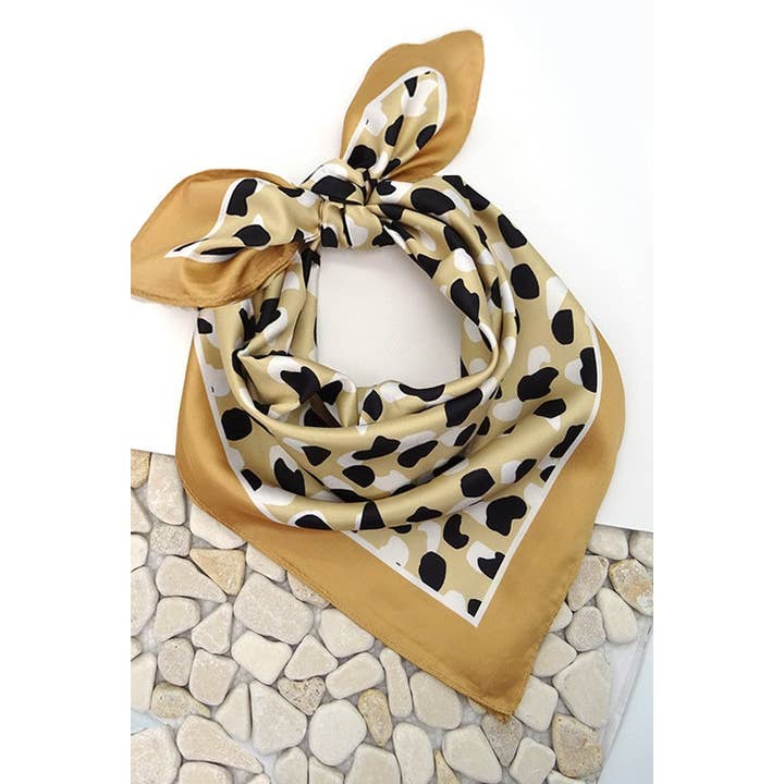 BROWN COLOR BLOCKED SILKY FEEL BANDANA SCARF | 21SC348 for wholesale on Faire