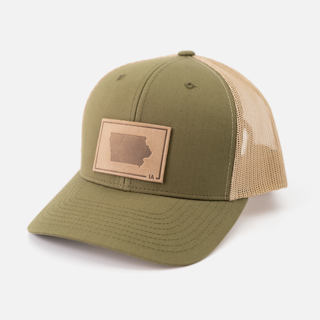 Range Leather Co. - Wholesale Trucker Hat - Unisex - Iowa Silhouette Hat | Leather Patch Trucker Hat3