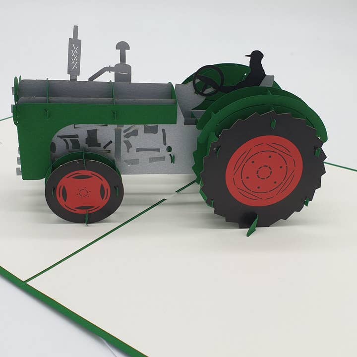 3D Pop Up Card Tractor - green for wholesale by Papier Paradies