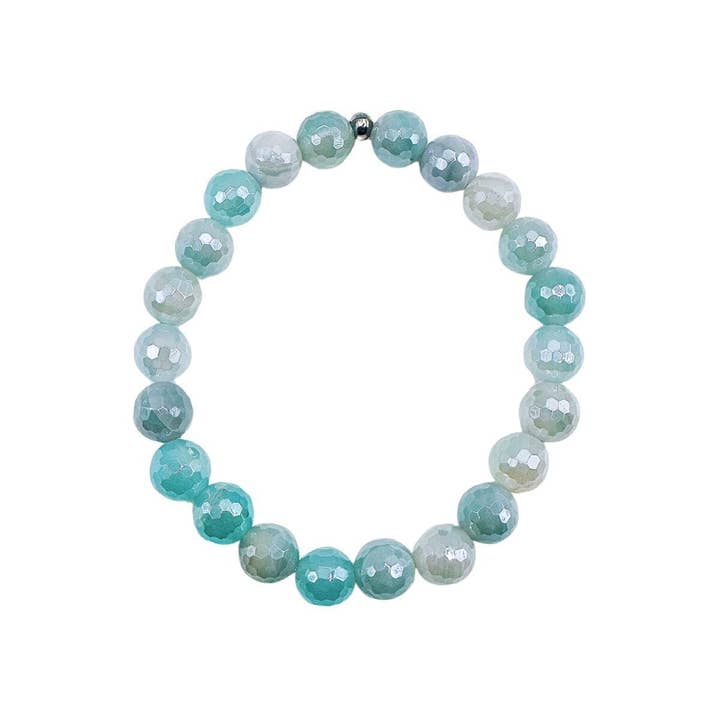 Balance - Ljusblått bandat agat facetterat 8mm pärlarmband för wholesale av Featherly
