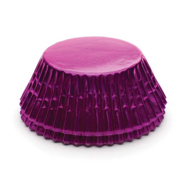 Fox Run Hot Pink Foil, Baking Cups, 32 count, 3.25" x 3.25" for wholesale by Fox Run Brands