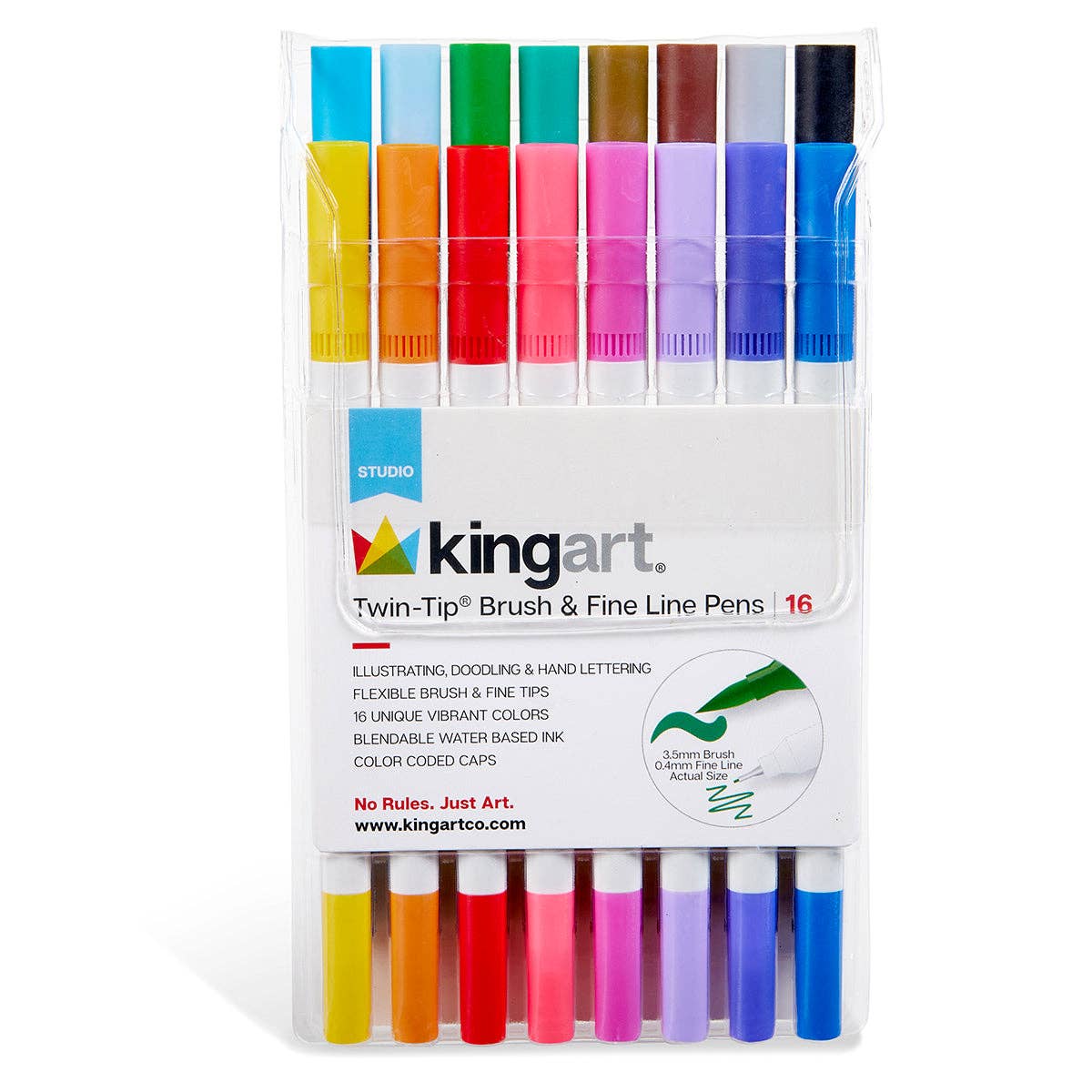 KINGART – wholesale Marker – Twin-Tip™ Brush & Fine Coloring Markers 16 Colors1