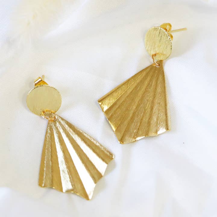 Gold Brass Earrings, Etched Gold Earrings, Gold Jewelry for wholesale by The Willow Creek Studio