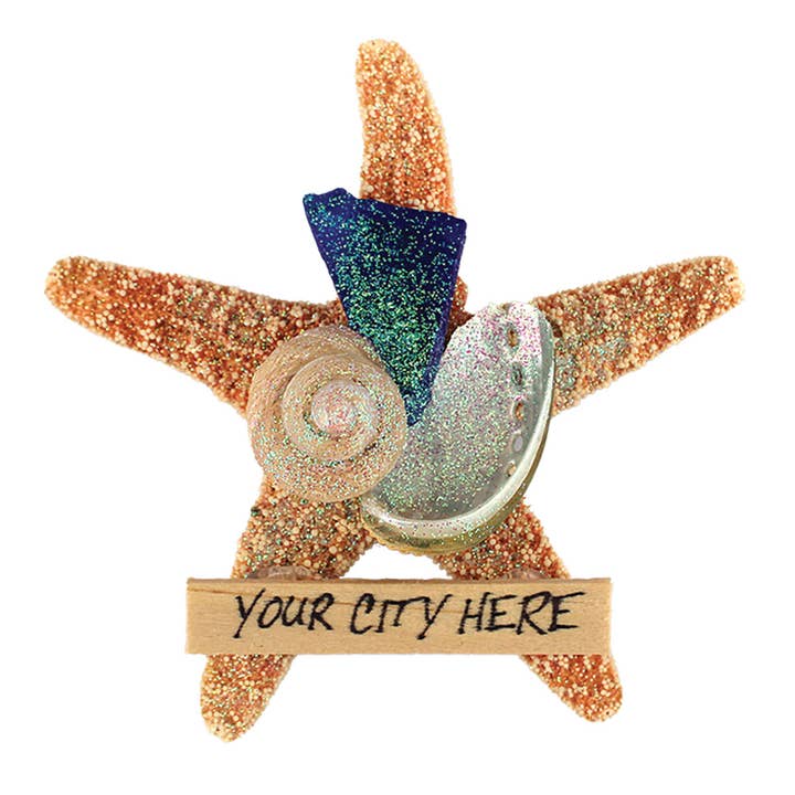 California Seashell Company - Wholesale Magnet - Sea Glass Sugar Starfish Collage Magnet