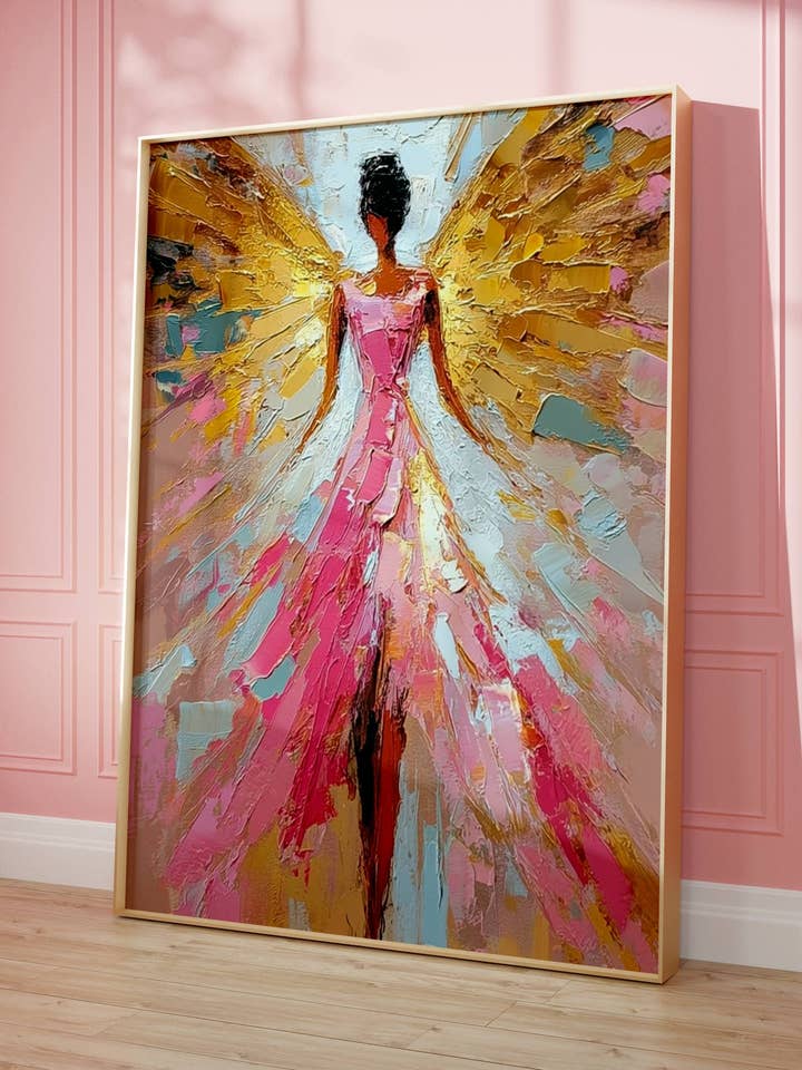 Moderna änglar duk i rosa och guld för wholesale av Seelenzauberstudio