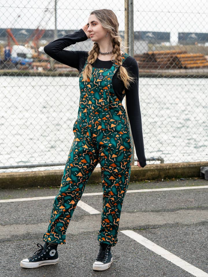 Rebel Romance x Clare Lewis Earthy Eden Stretch Dungarees for wholesale by Rebel Romance