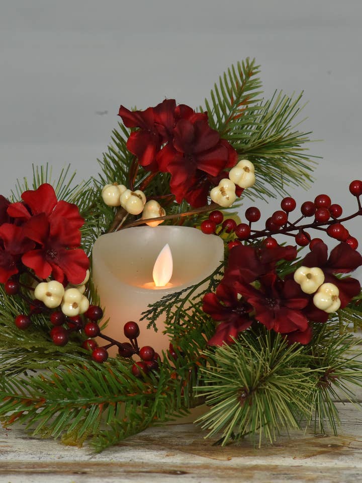 Anneau de bougie Hortensia de Noël 4,5 po pour la vente par Wholesale Home Decor