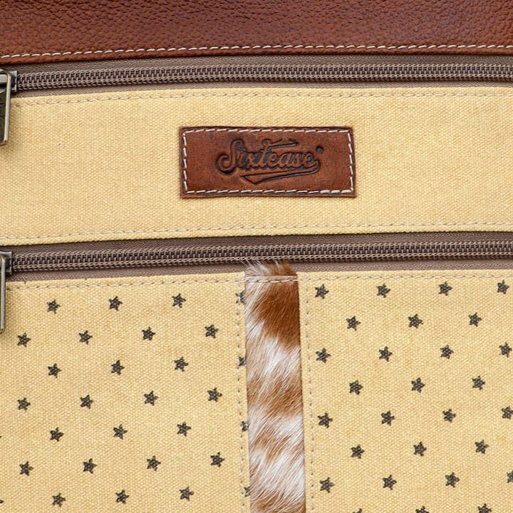 Sixtease Bags USA - Wholesale Crossbody Bag - Women's - Canvas Cowhide & Leather Women Crossbody - Peach/Dim Gray