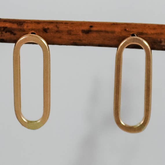 Small Paperclip Stud Earrings - gold-filled for wholesale by Cameron Kruse Designs