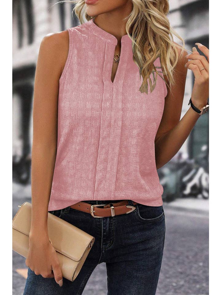 PRETTY BASH - Wholesale Tank Top - Women's - Checker Split Neck Tank Top