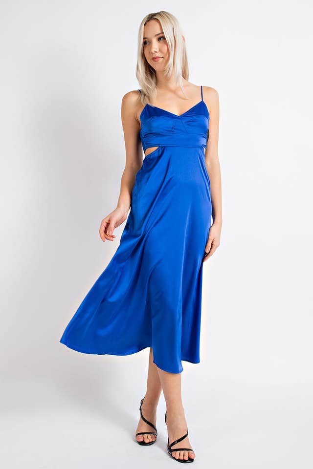 Edit by Nine - Vente Robe – femme - Robe longue en satin avec découpe au dos et bretelles3