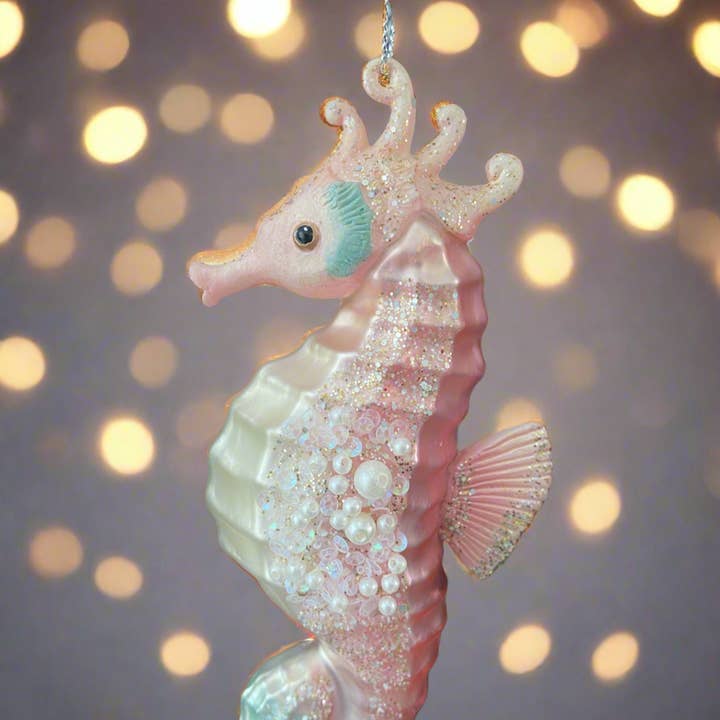 Marissa's Gifts - Wholesale Ornament - Glass sea horse Christmas bauble tree hanging decoration/christmas/seasonal/ glass hanging item