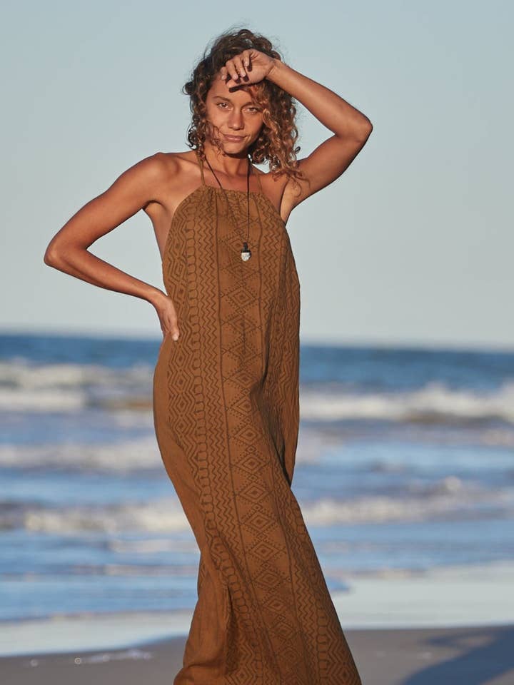 Arya Clothing – Großhandel Kleid – Damen – Tribal-Kleid - Senfgelb0