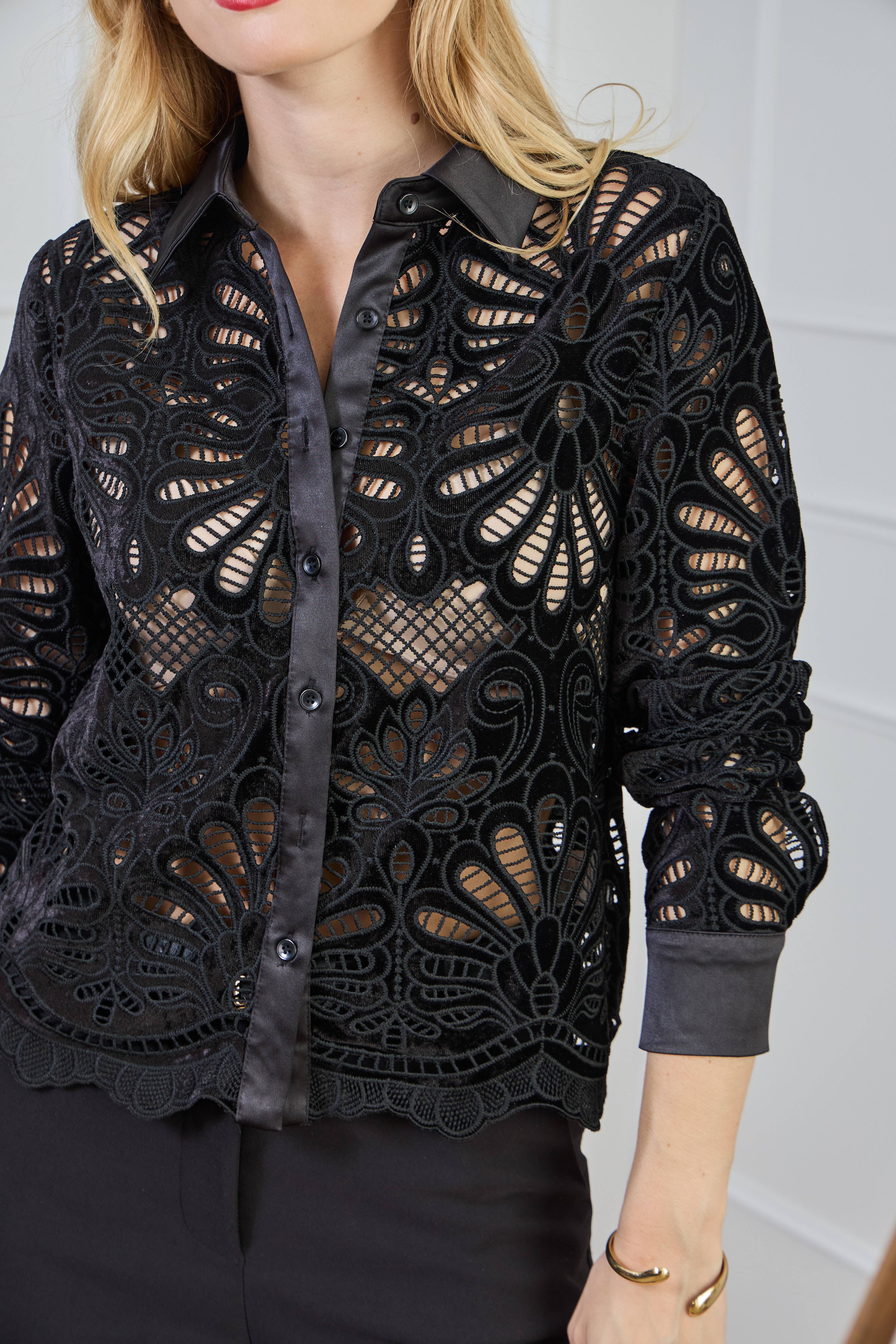 LULUMARY - Wholesale Button Down Shirt - Women's - Lace shirt CH37111