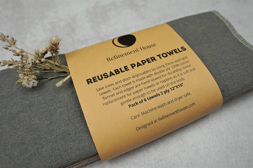 Refinement House – wholesale Middags- och tygservett – Återanvändbara pappershanddukar | Förpackning med 6 | Grå eller Beige3