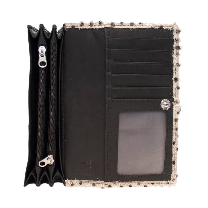 Arrigo - Wholesale Wallet - Women's - Leather Ladies Wallet RFID Black Leather Animal Print Fur8