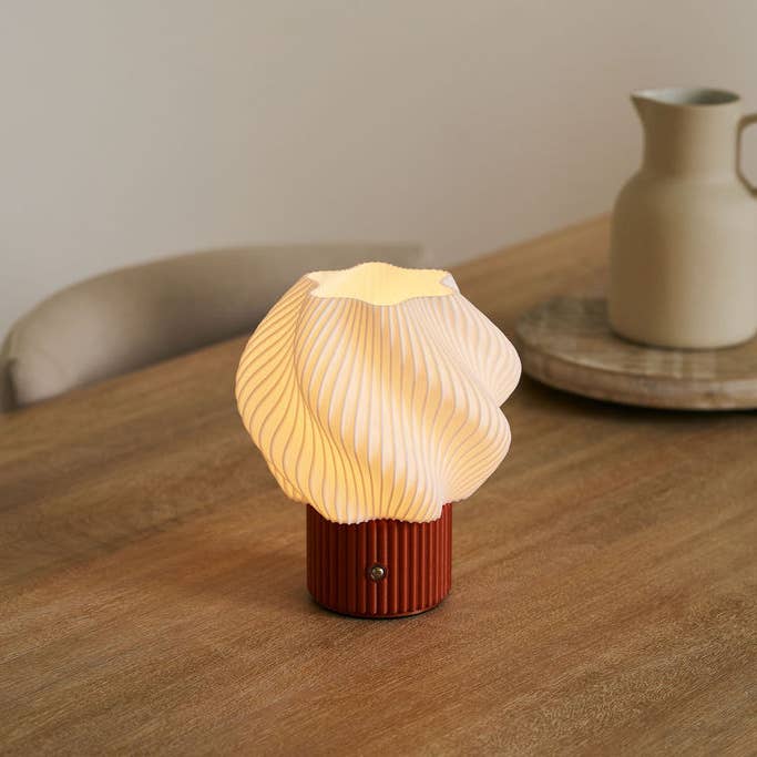 Colorless Mini Swirl Portable Lamp, Wireless and Rechargeable for wholesale on Faire1
