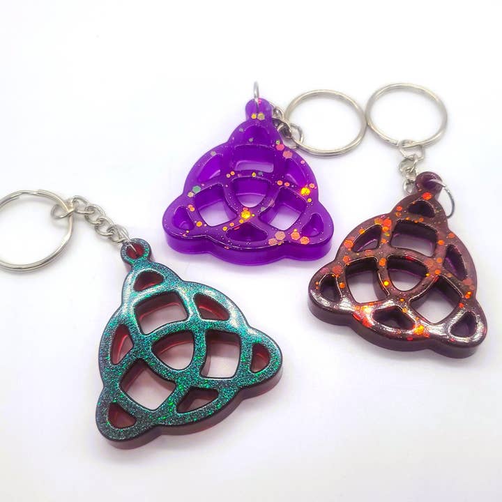 Eco-Friendly Resin Triqueta Triangle Key Chain for wholesale by Slightly Askew Art
