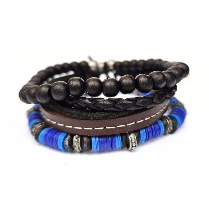 Mens Leather Bracelet-Ink Trio for wholesale by Men's Gifts Australia
