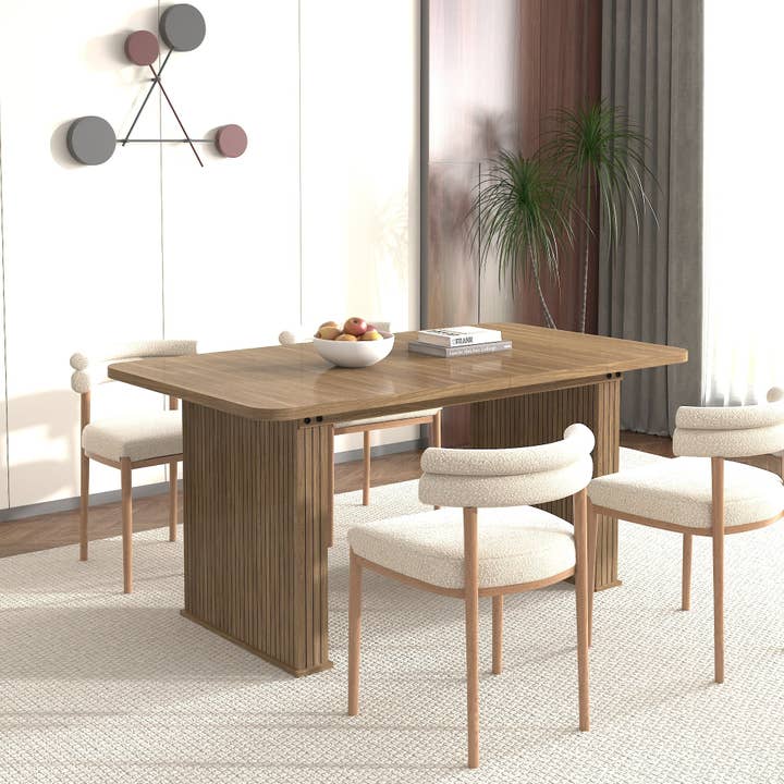 39F Inc. - Vente Tables d'appoint - Table à manger moderne extensible (6-10 places) - Beige Marron6